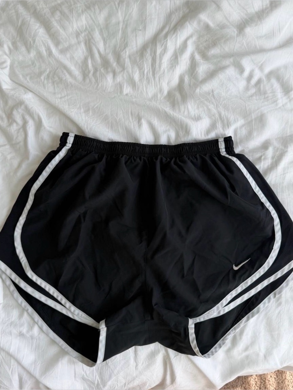 Nike Black Athletic Shorts with White Piping
